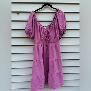 Arula Pink/Dusty Rose Puff Sleeve Dress, Sz 3x (C)